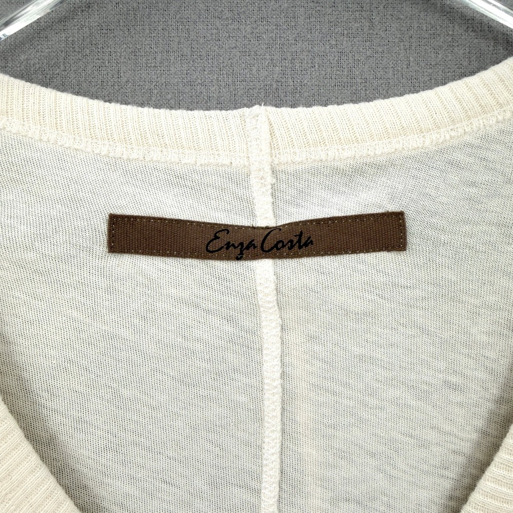 ENZA COSTA Cashmere Jersey New Classic V Neck Womens Small Cream Off White - Picture 10 of 12